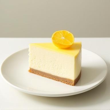 プレートに乗った一切れの柚子チーズケーキ